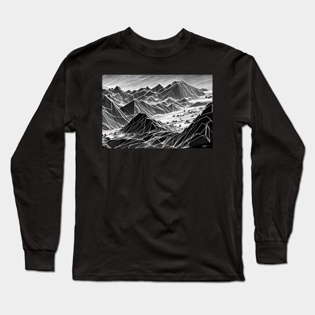 Minimalist Geometry Mountain Range 39 Long Sleeve T-Shirt by Benito Del Ray